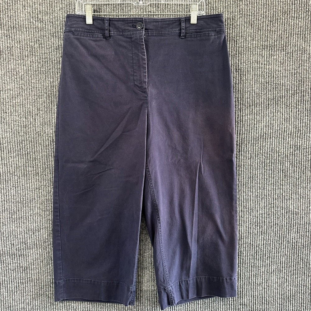 Talbots Wide Leg Crop Chino Womens Pants Size 14P Purple Casual High Rise